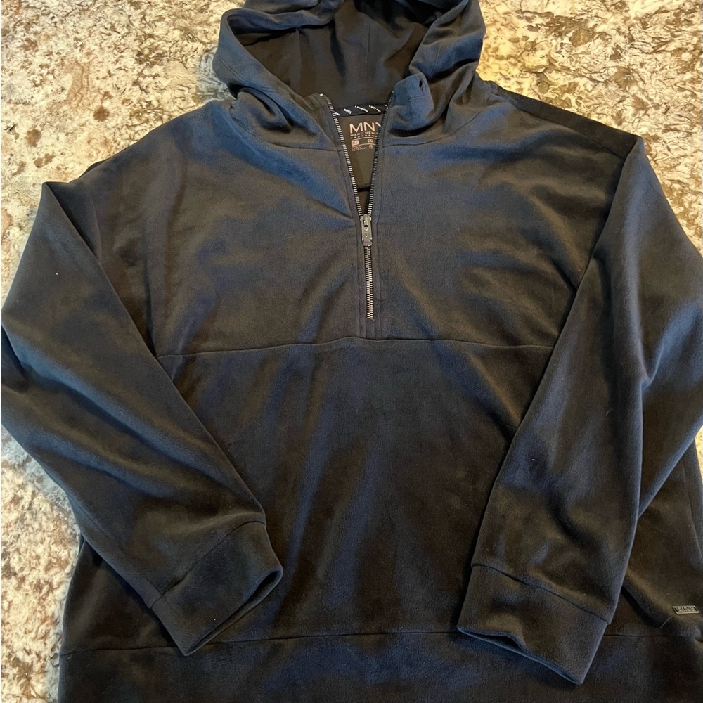 XL Marc New York MNY sweatshirt womens Black Blue velour hoodie 1/4 zip soft